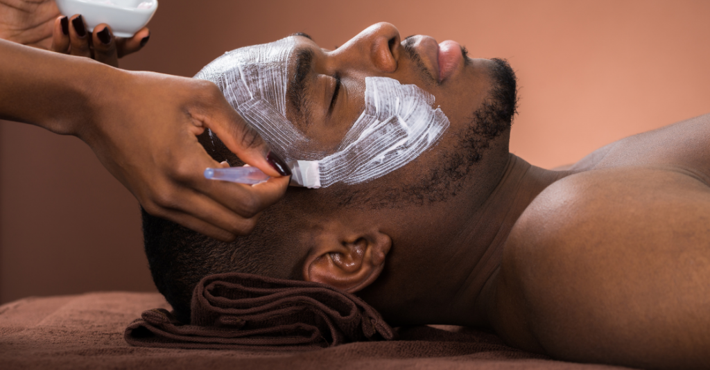 Man getting a chemical peel at a spa